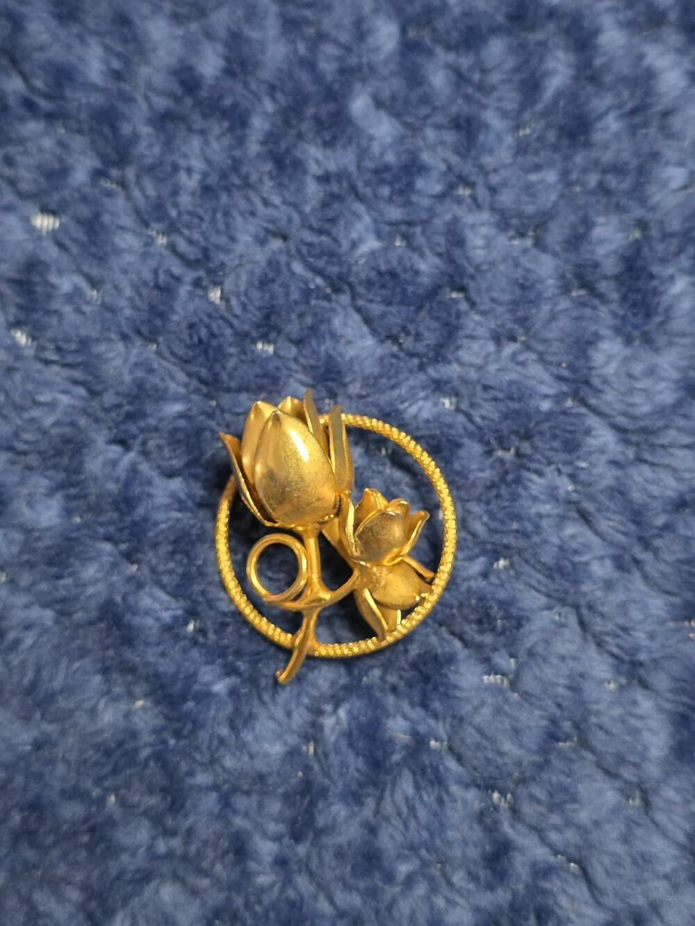Vintage Estate Gold-Tone Tulip Pin Brooch
